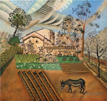 Le jardin potager avec âne dadaïsme Peinture à l'huile